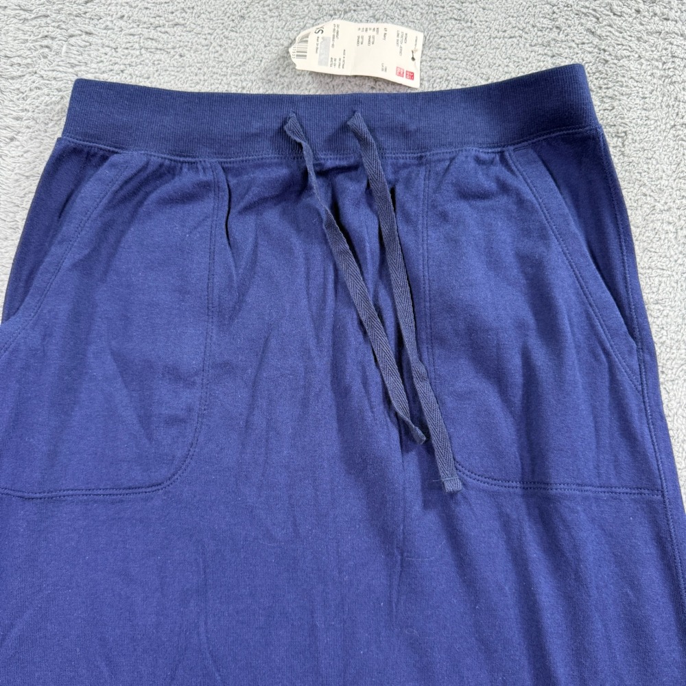 Uniqlo Stretch Jersey Long Skirt Women XS Navy Blue New Cotton Maxi Back Slit